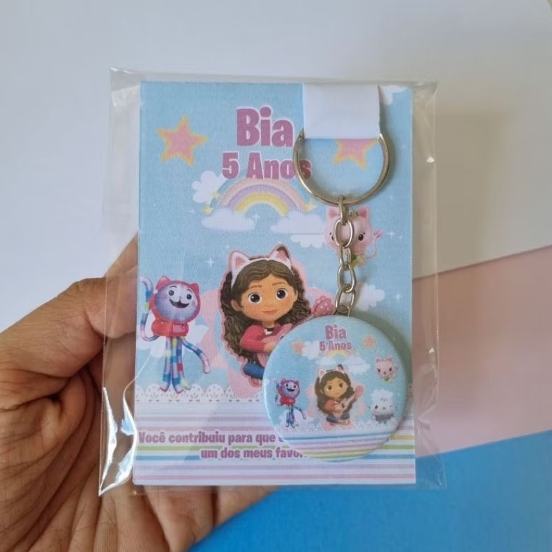 kit Lembrancinha Aniversário A Casa Mágica da Gaby Bloquinho + Chaveiro Personalizado com Nome e idade Lembrança Festa