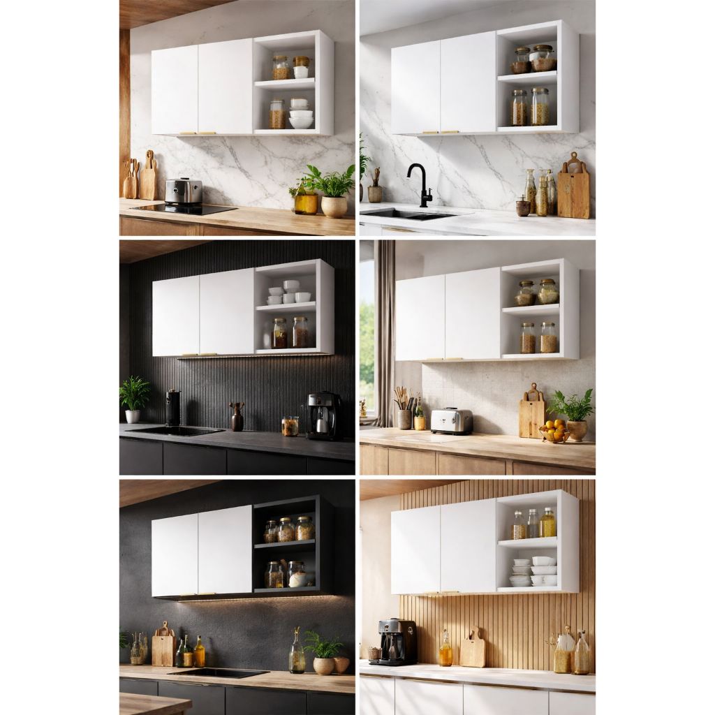 Armário Suspenso 2 Portas 2 Nichos 90cm Organizador Compacto Multiuso