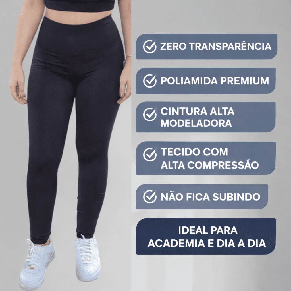Calça Legging Poliamida Grossa Não Fica Subindo Zero Transparência Legue Cintura Alta academia