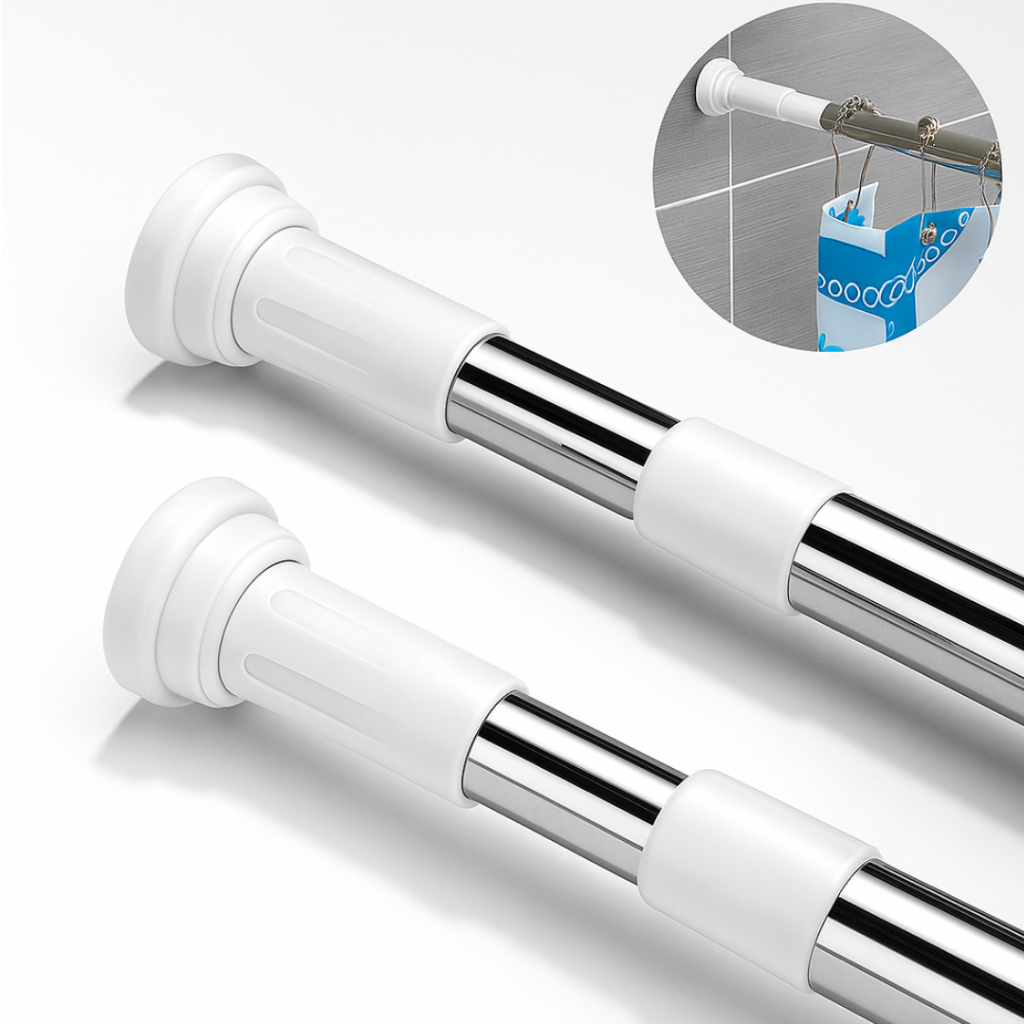 Varão Extensível, Cortina Pia de Cozinha, Cortina Box Banheiro, Cortina de Porta, Retrátil e ajustável sem furar parede