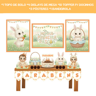 Kit Festa Páscoa - Minha Primeira Páscoa - Coelhinho - Só Um Bolinho - Decoração Para Festa Em Casa em Oferta na Shopee