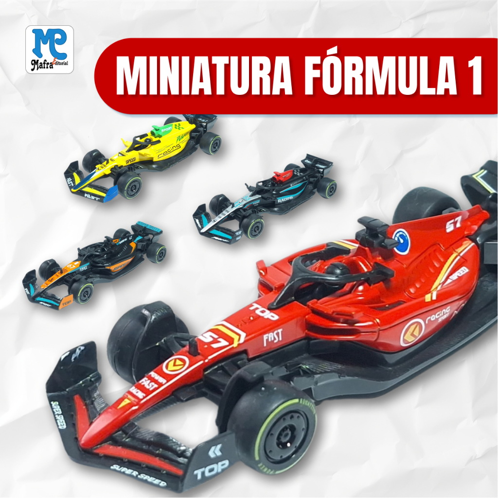Miniatura Carro Fórmula 1 Escala 1:43 Metal – Carrinho Colecionável com Pneus de Borracha e Fricção