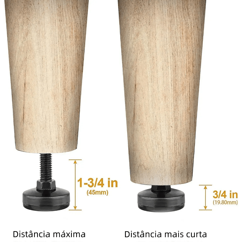 Kit 40 Sapata Pé Nivelador 55mm + Bucha Sapata Niveladora Para Móveis