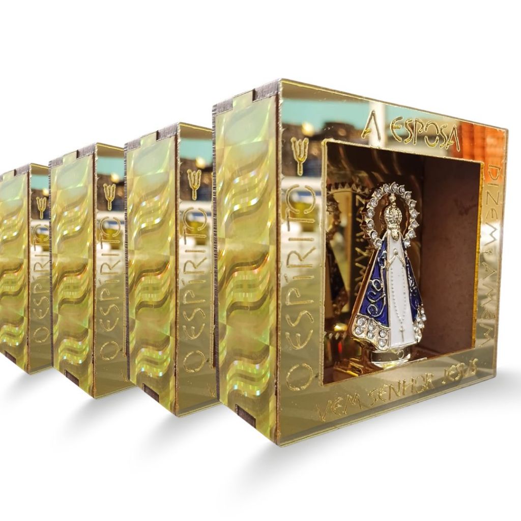 KIT 5/10/15 Mini Nicho Nossa Senhora Aparecida MDF e Acrílico 7,5cm  | Oratório Católico Decorativo | Lembrancinha