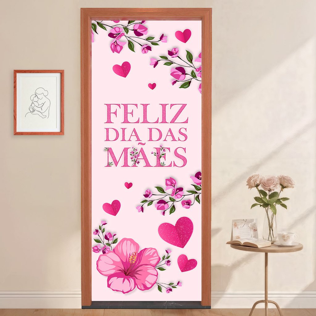 Capa de Porta Dia das Mães Floral Decorativa Veste Fácil Tecido Sublimado 0,85x2,10m – PTA-39 em Oferta na Shopee
