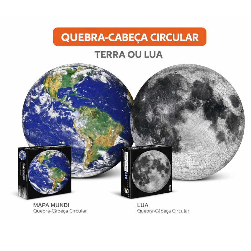 Jogo Quebra-Cabeça 1000 Peças Mapa Mundi Lua Circular Puzzle Brinquedo de Montar Pais&Filhos em Oferta na Shopee