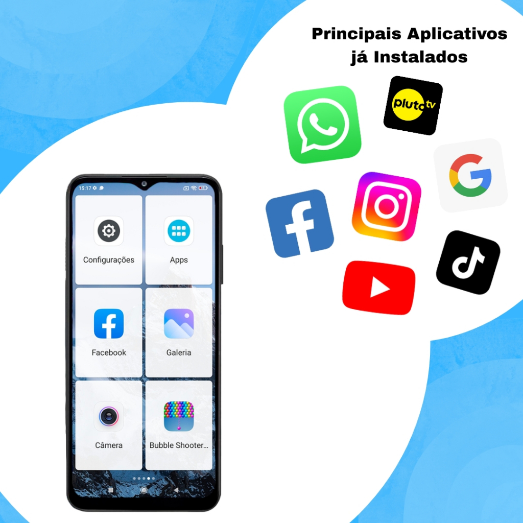 Smartphone para Idosos facilitado 128GB/4GB RAM com acessorios