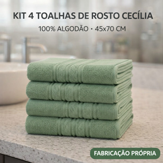 Kit 4 Toalhas Rosto Cecília Premium 45x70cm Algodão Felpuda Banheiro Alta Absorção em Oferta na Shopee