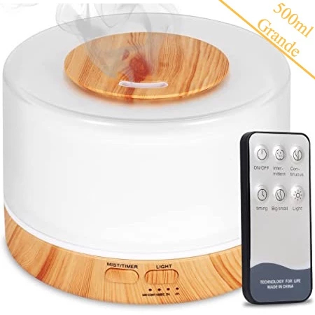 Difusor De Aromas 500ml Madeira Claro Umidificador De Ar Ultra-Sônico