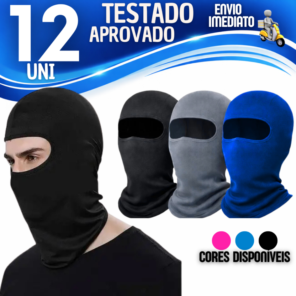 Kit 3/6/12 Touca Ninja Balaclava Proteção UV - Moto, Ciclista, Pesca em Oferta na Shopee