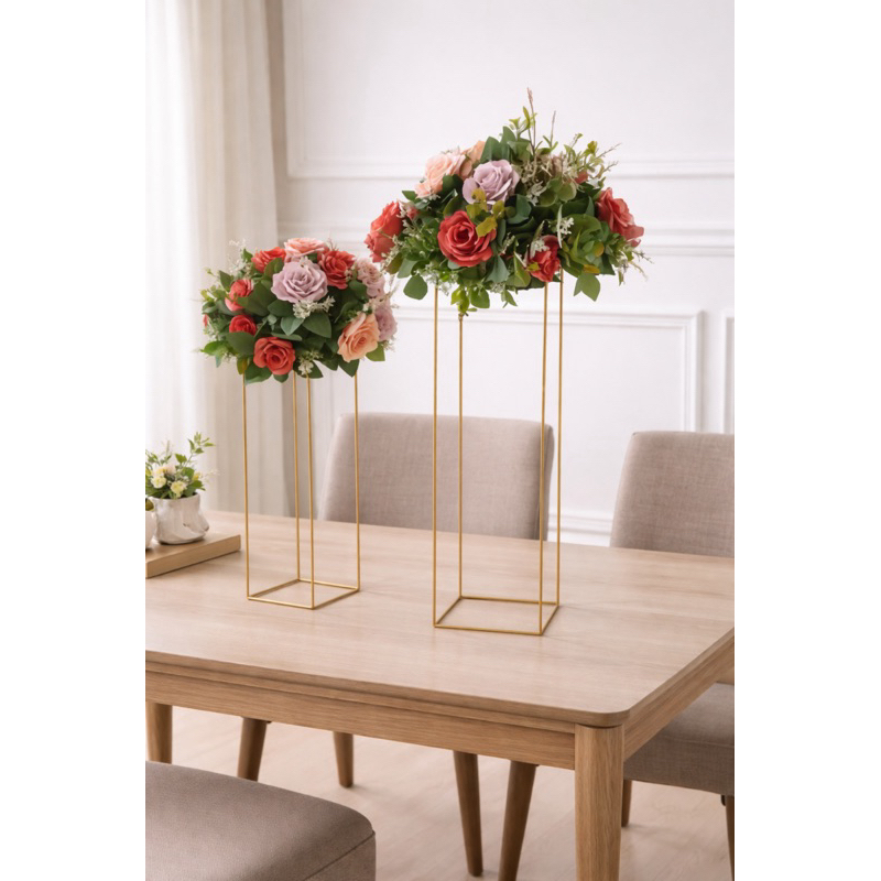 Centro de Mesa Dourado Kit 2 Peças Suporte Alto Metal Minimalista Decoração Casamento Festa Luxo em Oferta na Shopee