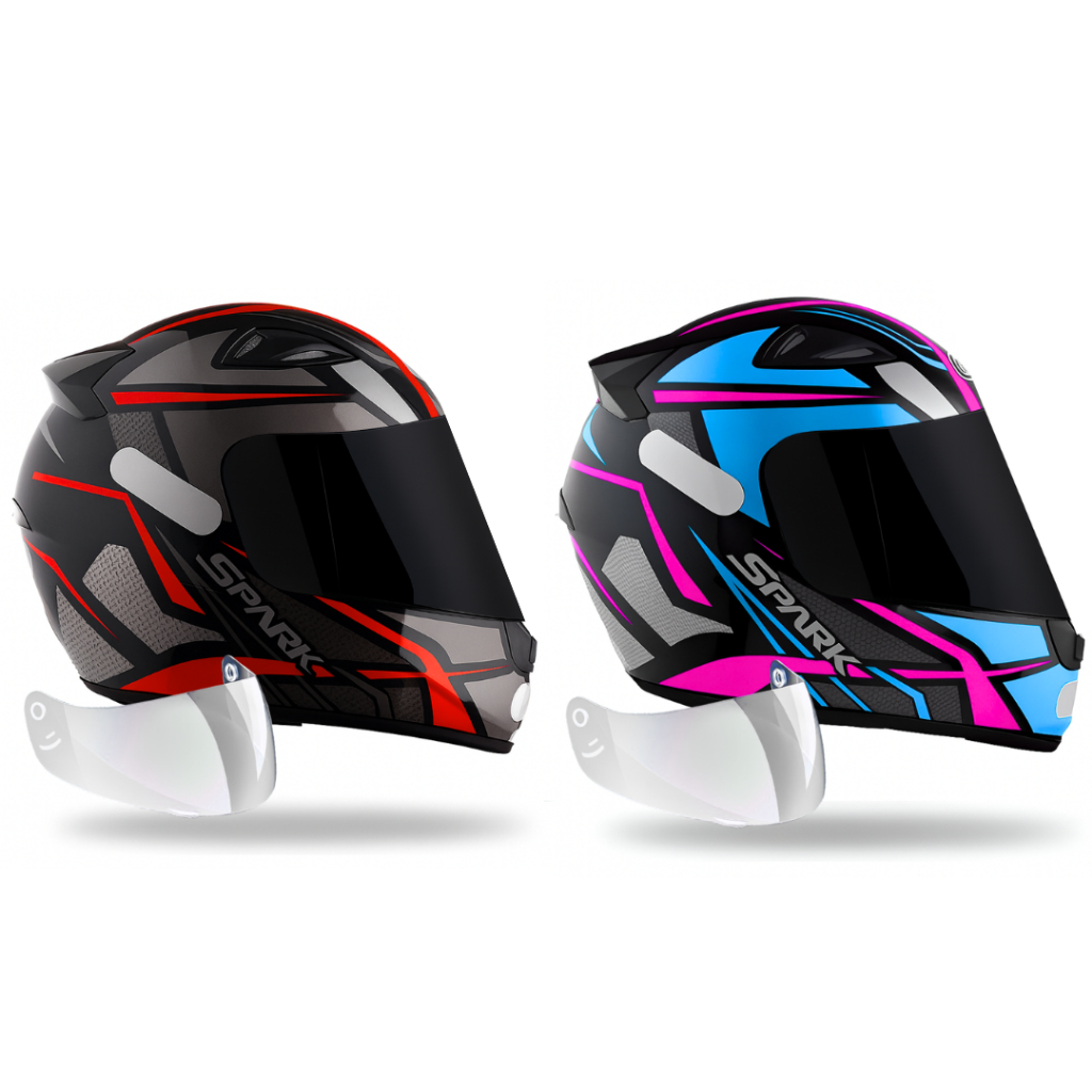 Kit Casal Capacete Ebf Vermelho E Tiffany + Viseira Fumê