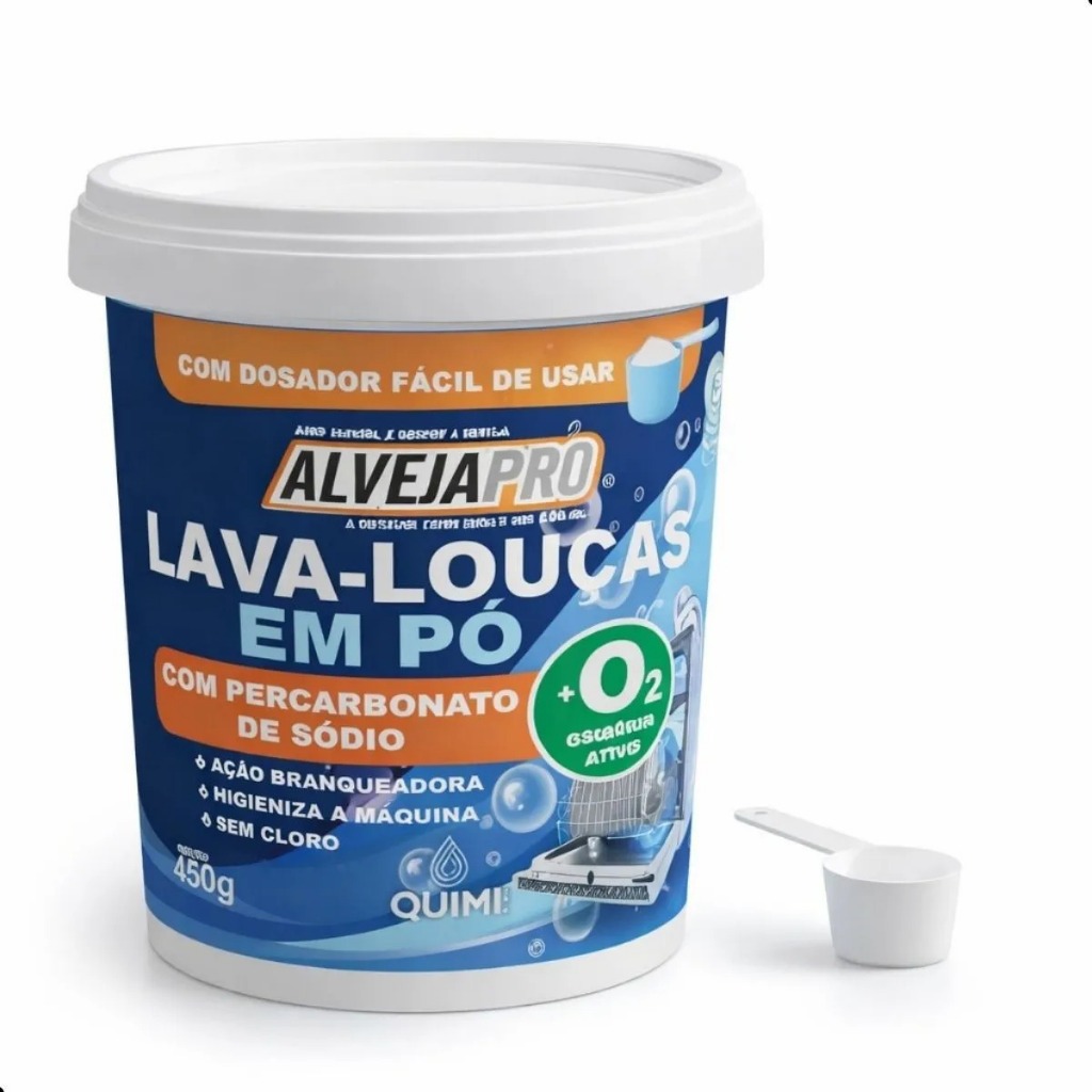 Lava-Louças em Pó com Percarbonato de Sódio Alvejapro Oxigênio Ativo Limpa, Branqueia e Higieniza