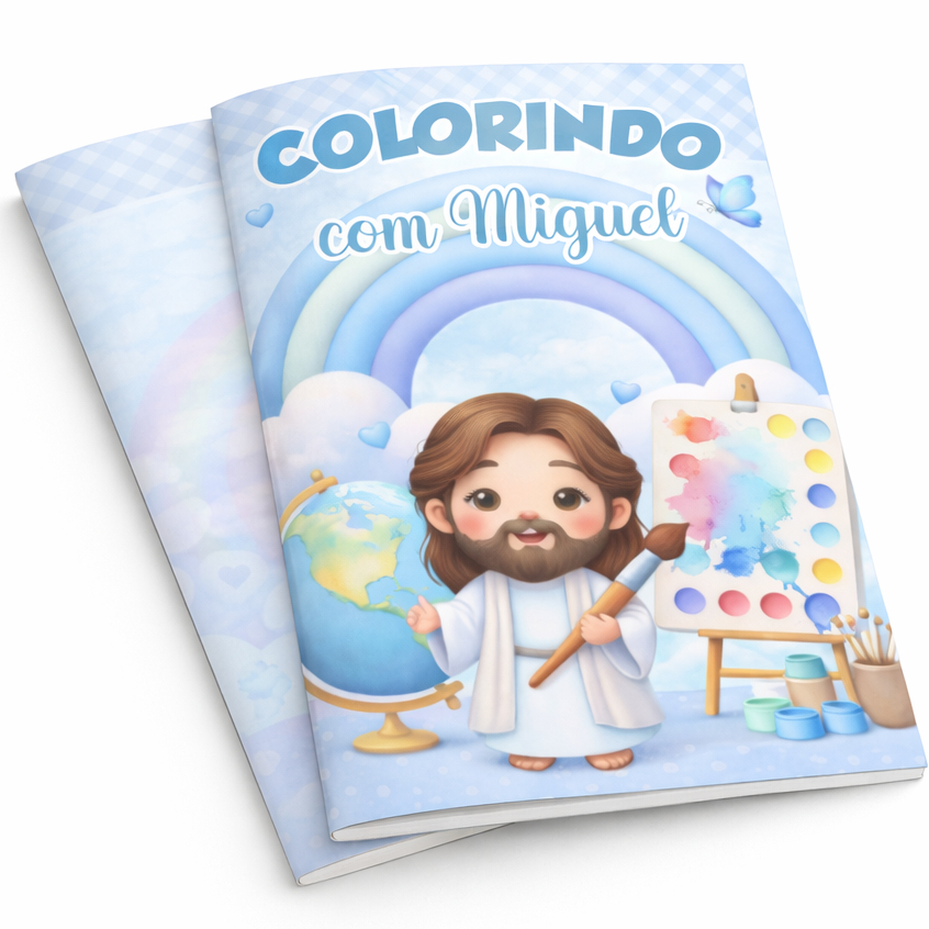 Livrinho de Colorir O MAIOR PINTOR DO MUNDO JESUS Personalizado | Lembrancinha Infantil Pegue Monte