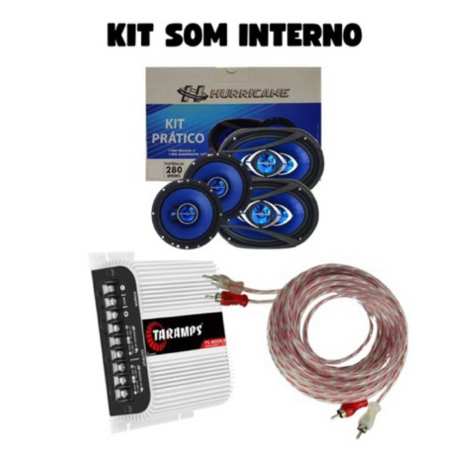 Kit Som Completo Hurricane 6x9 + 6 Pol + Módulo Taramps Ts400 + Cabo Rca 5 metros
