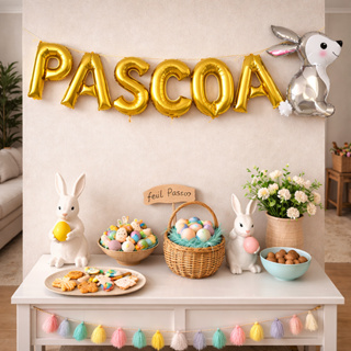 Kit Balão Metalizado PASCOA Letra Palavra Frase + Cenoura em Oferta na Shopee