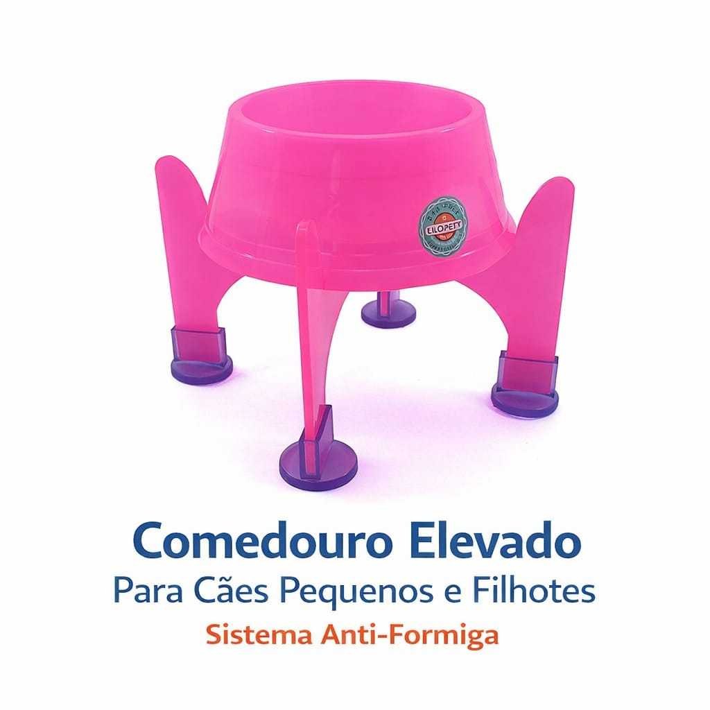 Comedouro Elevado Para Cães Pequenos e Filhotes 300ml 15cm Anti-Formiga Postura Correta Cor Rosa em Oferta na Shopee