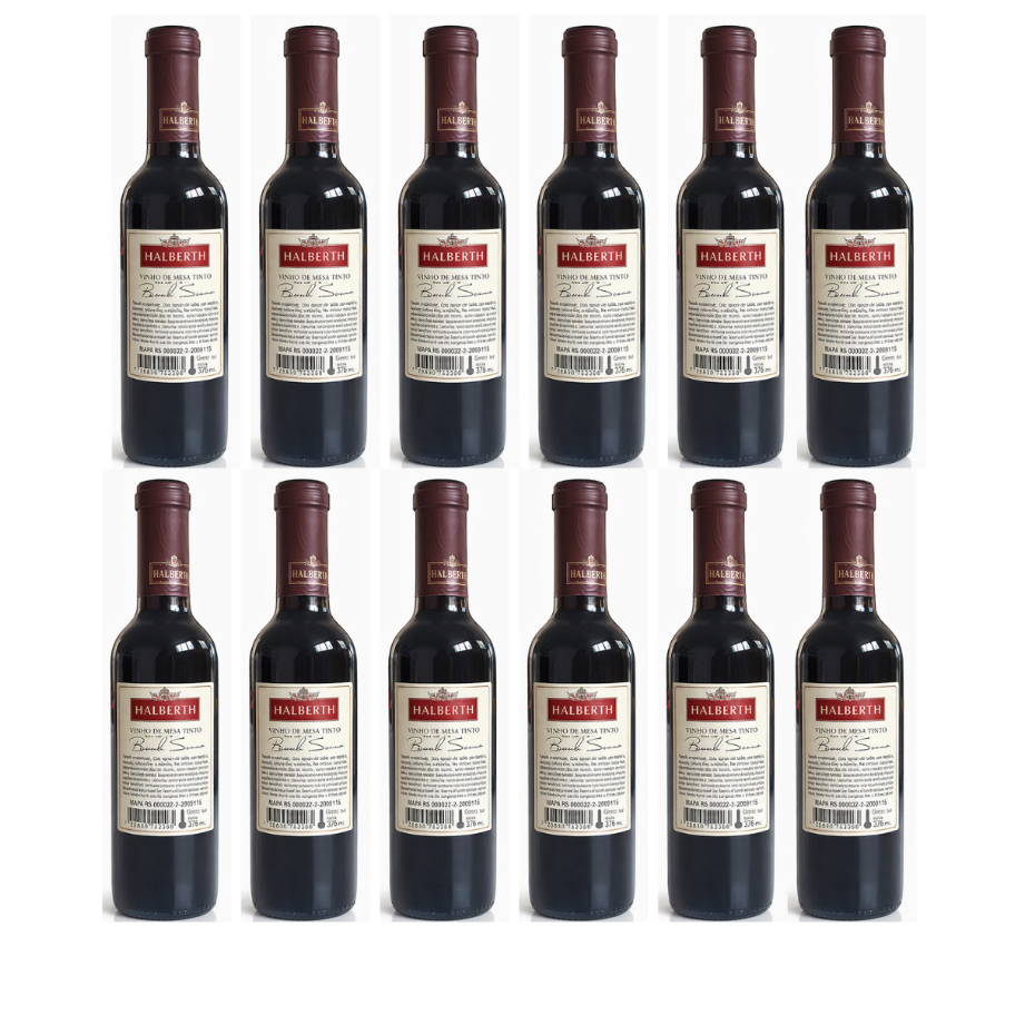 Kit 12 ou 6 Mini Vinho Tinto Suave Bordô Halberth 375ml Atacado Brinde Lembrancinha Casamento em Oferta na Shopee