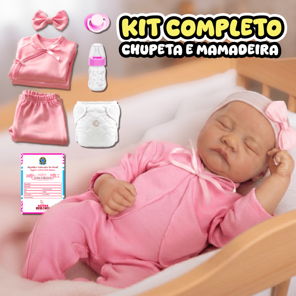 Bebê Reborn Boneca Realista Recém-Nascida 100% Siliconada Pode dar Banho