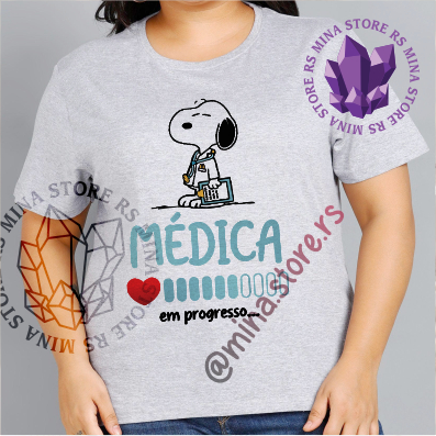 Camiseta T-Shirt Médica Snoopy Profissões Medicina