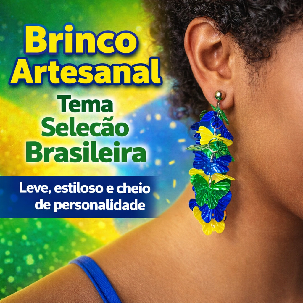 Brinco Copa do Mundo Brasil Verde e Amarelo Seleção Brasileira Torcedora Bandeira do Brasil