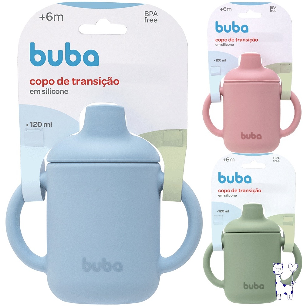 Copo de Transição Bebê Silicone Buba Antivazamento 120ml Com Alça Copo Treinamento Infantil BPA Free