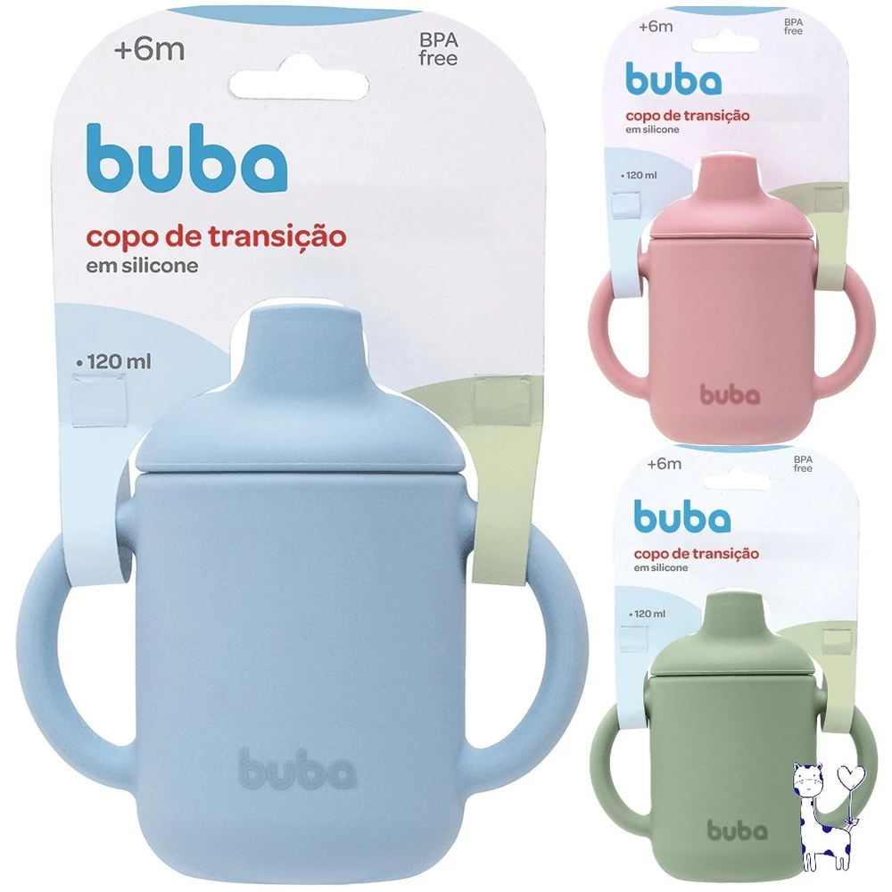 Copo de Transição Bebê Silicone Buba Antivazamento 120ml Com Alça Copo Treinamento Infantil BPA Free