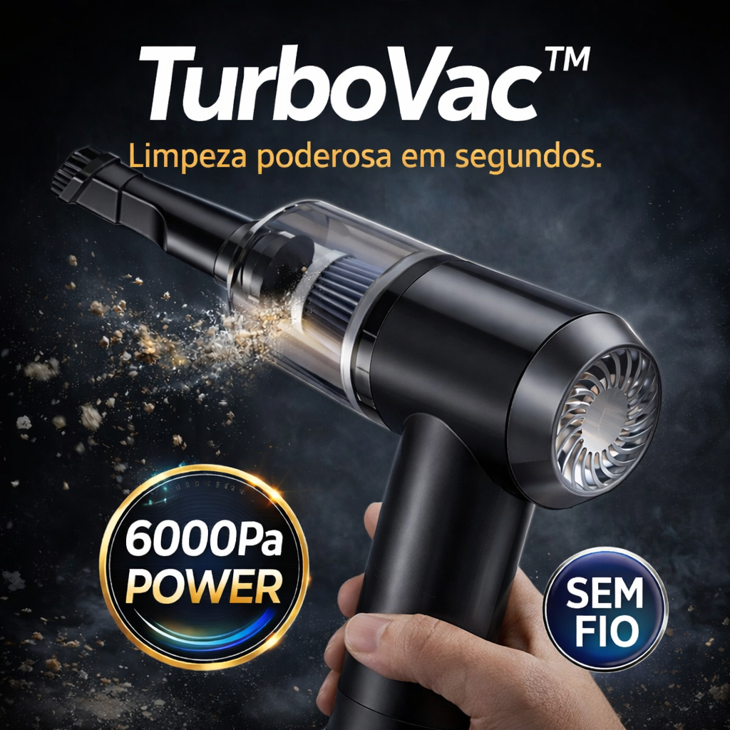 Mini Aspirador Portátil Sem Fio Potente Recarregável 6000Pa Limpeza Carro Casa