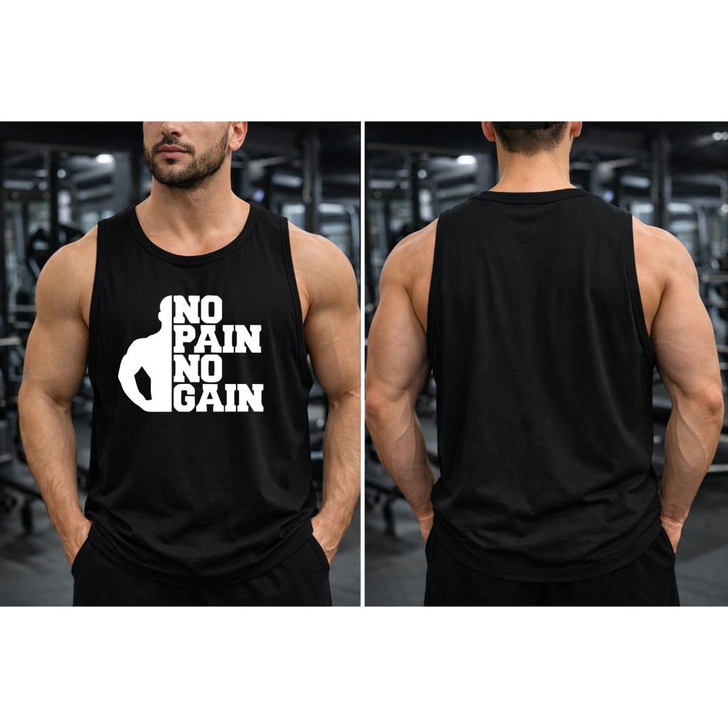 Camiseta Regata Oversized Camisa Machão Streetwear Treino Academia Musculação No Pain No Gain 100% Algodão