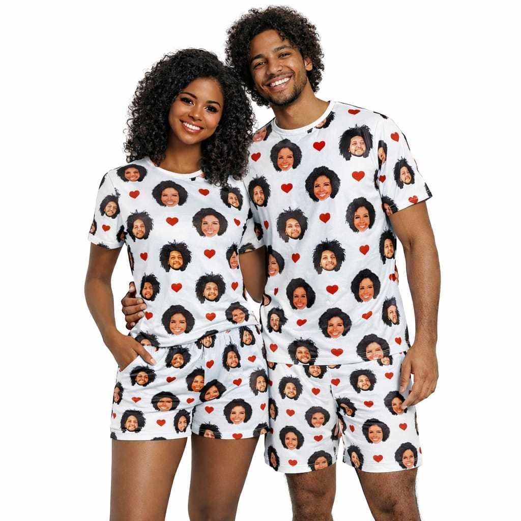 Kit 1 Camiseta + 1 Samba Canção ou Short Doll Personalizado Namorados com Foto