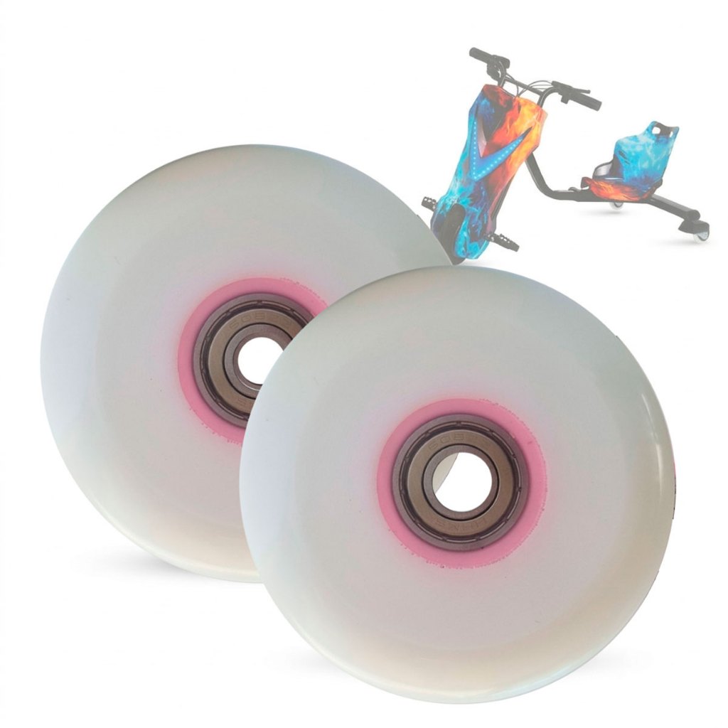 Kit 2 Rodas Traseiras Triciclo Drift Eletrico reposição Mais resistente Com Rolamento