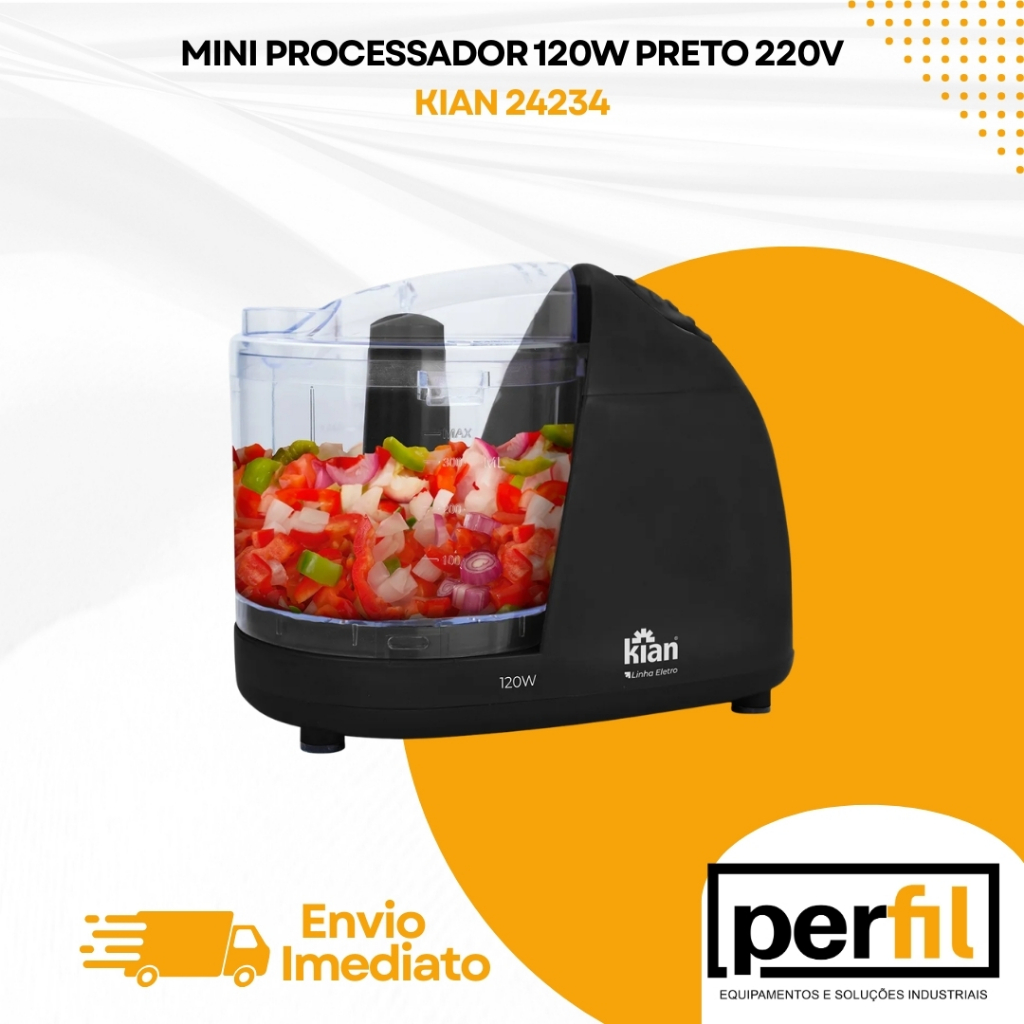 Mini Processador 120W Triturador de Alimentos 220V Preto Processador de Alimentos Eletrétrico