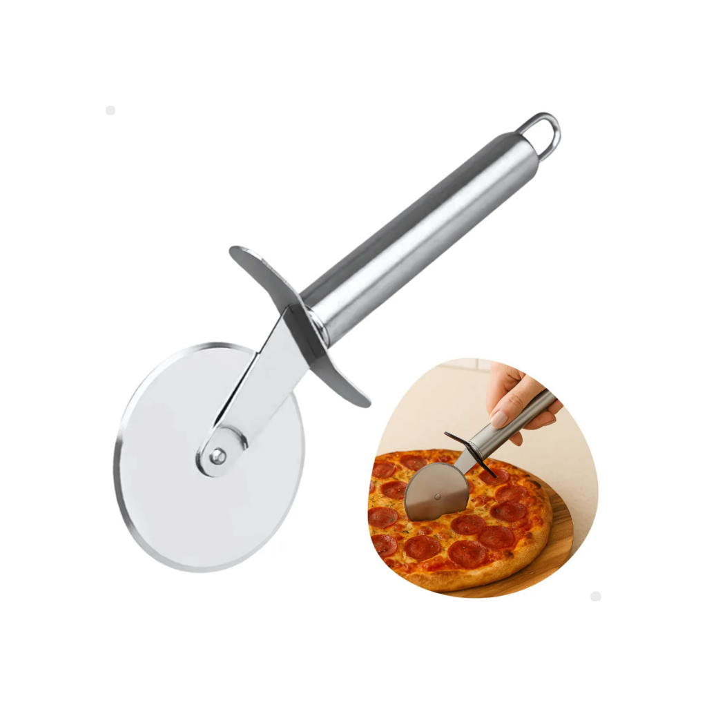 JOGO 3 CORTADORES DE PIZZA AÇO INOX PRATICIDADE PIZZARIA CASA RESTAURANTE RESISTENTE
