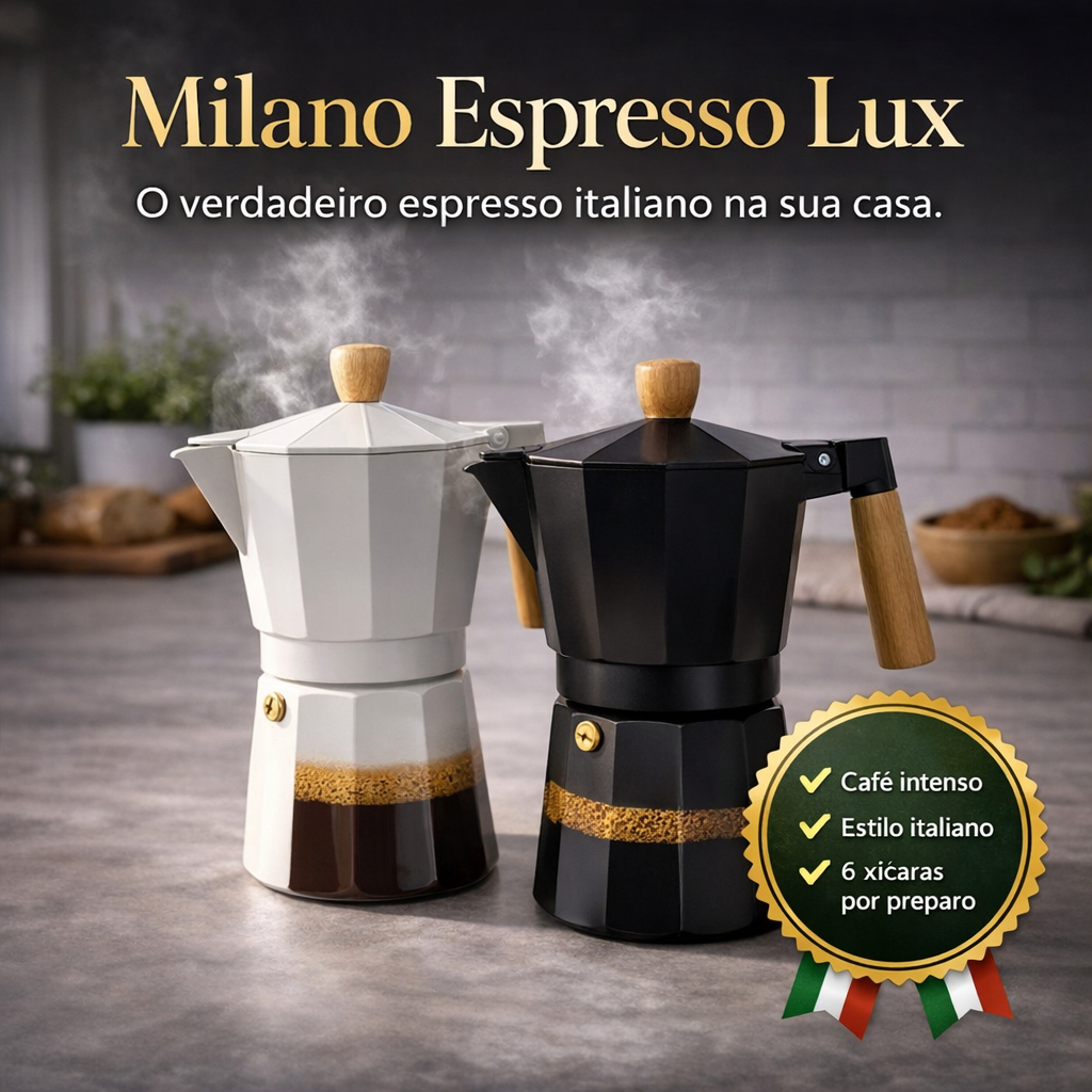Cafeteira Italiana Milano Espresso Lux 300ml 6 Xícaras Moka Café Expresso Fogão