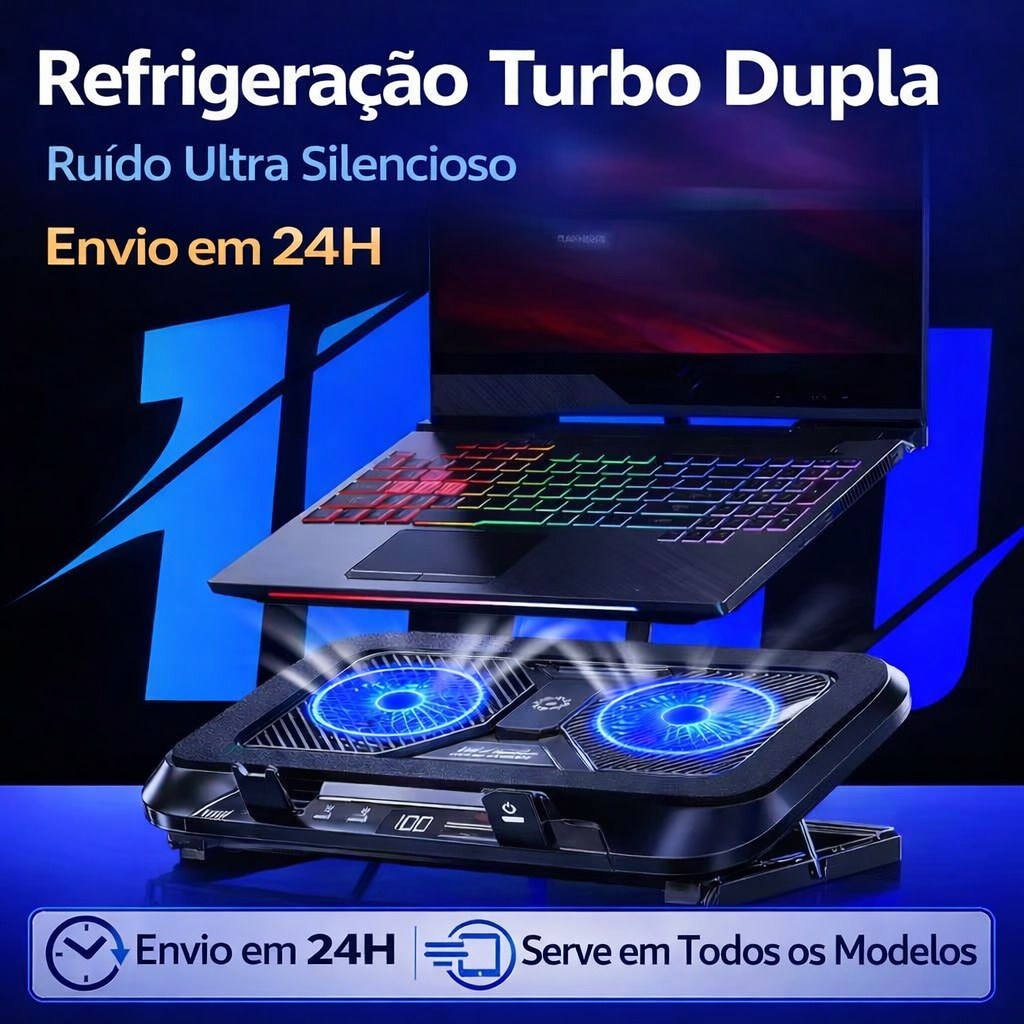 Suporte de resfriamento portátil para notebook - Compatível com 13/14/15/16/17/21 polegadas