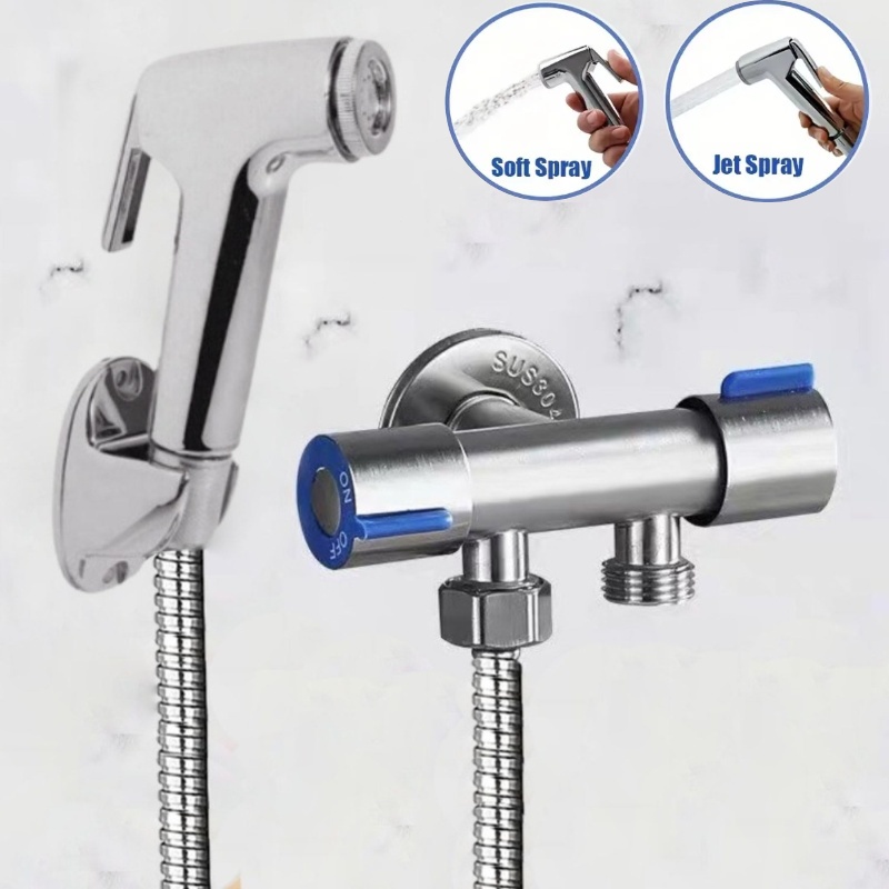 Ducha Higiênica Banheiro Completa Luxo Com Registro Com Dupla Saída De Água Inox Bidê Chuveirinho