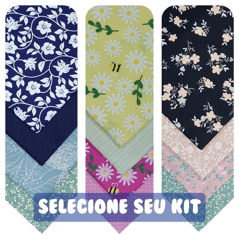 Kit  BARRADOS Tricoline 4 Cortes EXCLUSIVOS 25 x 75 cm  Artesanato Costura Criativa