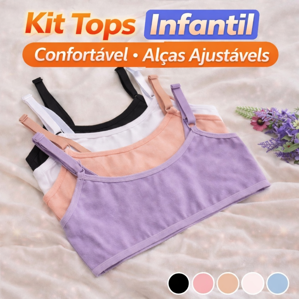 Kits Sutiãs Infantil Juvenil Algodão Cotton Liso Alta Qualidade Maya Conforto Dia a Dia Menina Moça