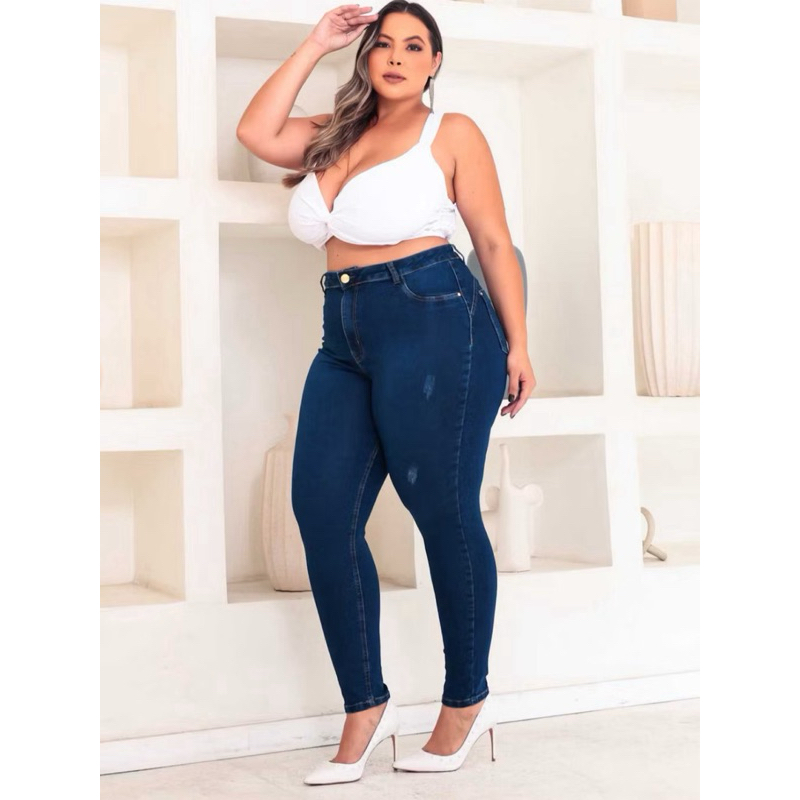 Calça jeans femininas plus size cintura alta Com Lycra Strech elastano empina bumbum fashion premium