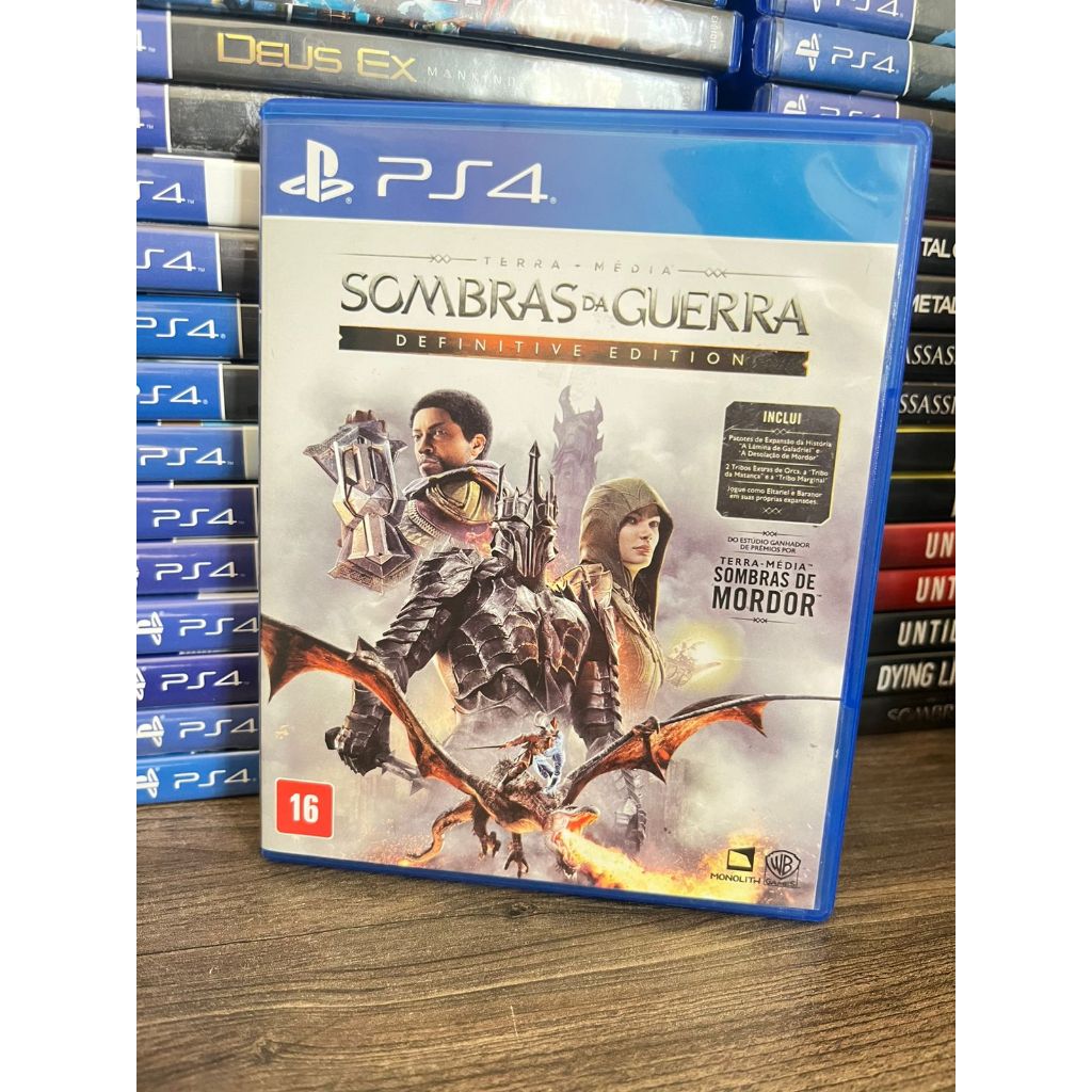 Jogo Sombras da guerra definitive edition Playstation 4 PS4 Mídia fisica