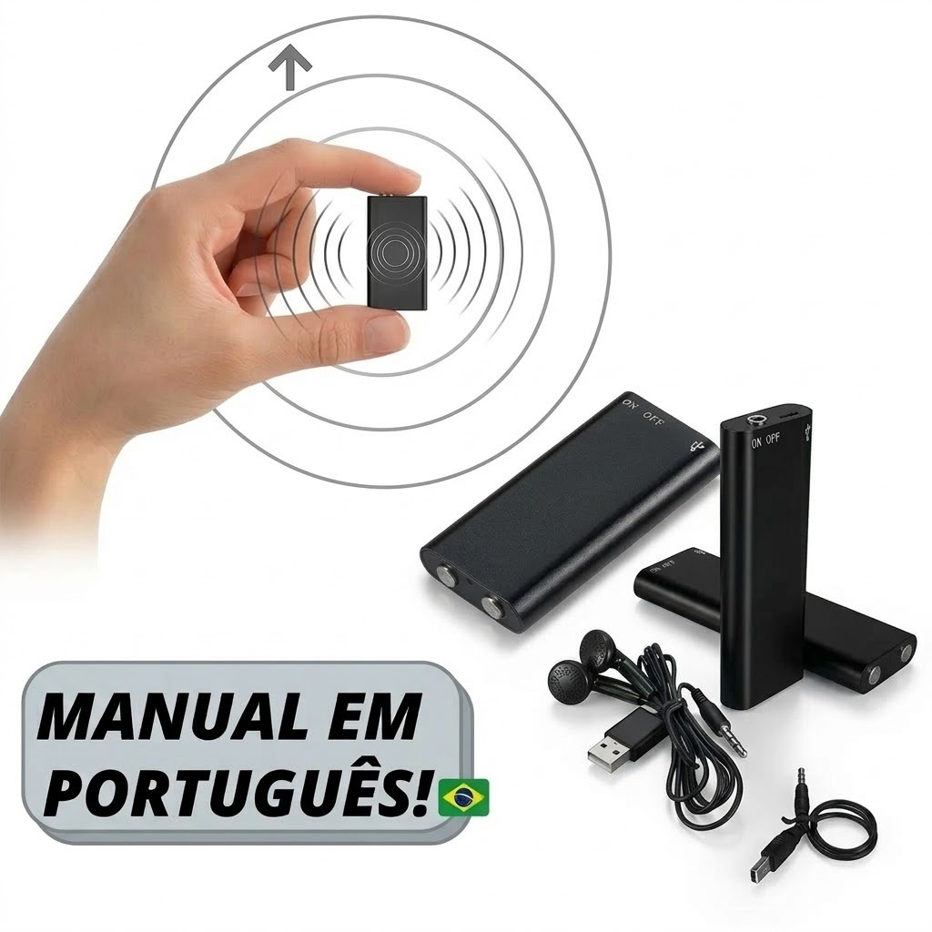 Gravador De Voz PRO Grava Até 96 Horas 8gb Original Micro Escuta - ENTREGA IMEDIATA
