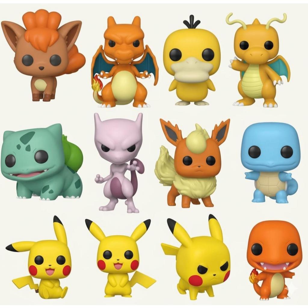 Bonecos Pokémon – Pikachu, Flareon, Mewtwo, Bulbasaur e Squirtle Com Caixa Personalizada