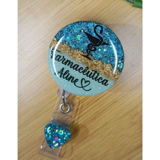 Porta-Crachá Retrátil em Resina personalizado em Oferta na Shopee