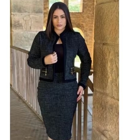 conjuntos evangélico feminina casaco e saia moda cristã plus size