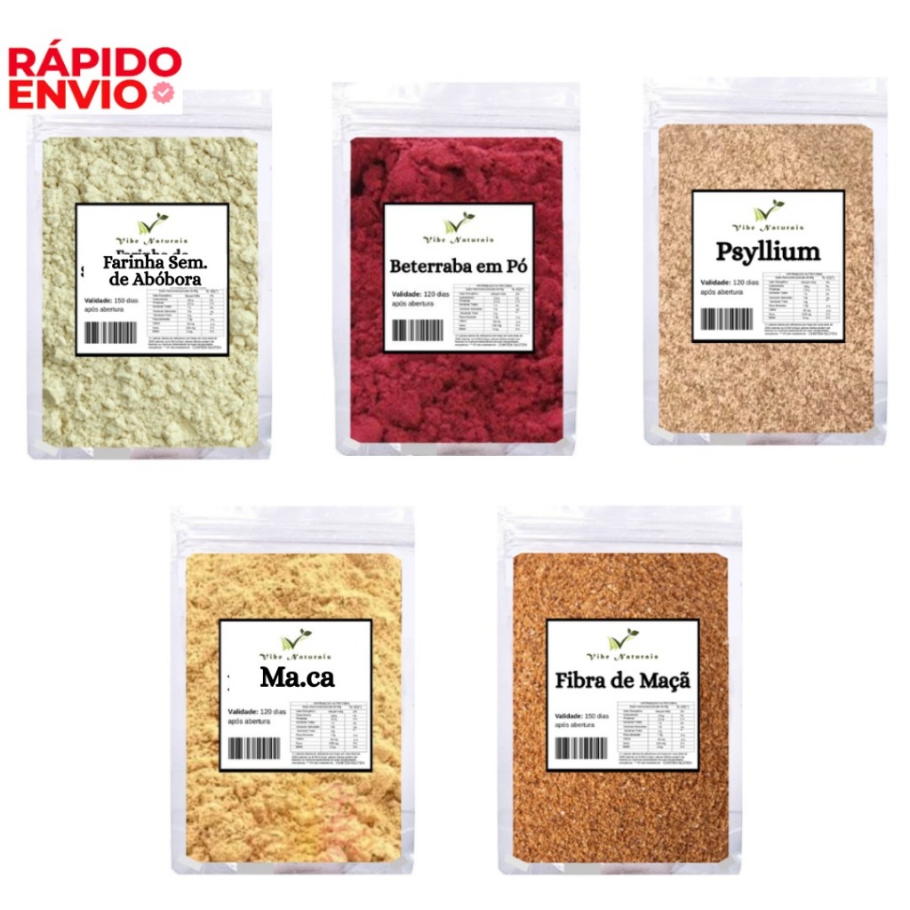 Farinha da Felicidade Mulher - Psyllium, Fibra da Maçã, Beterraba em Pó, Farinha Semente Abobora...