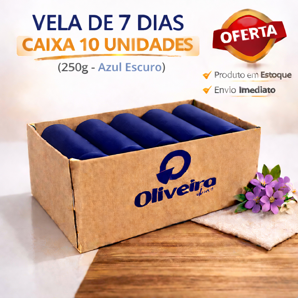 Velas De 7 dias ( votiva ) Azul 100% Parafina Pura com 250 gr celofane liso- 10 Unidades