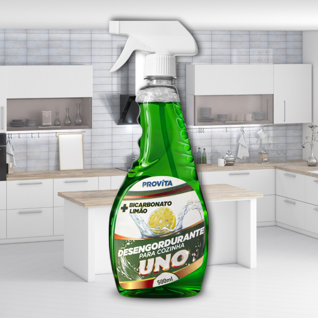 Desengordurante Uno Provita 500ml - Limpeza Cozinha Multiuso Espuma Premium Limpa Remove Gordura Forno Fogão Coifa