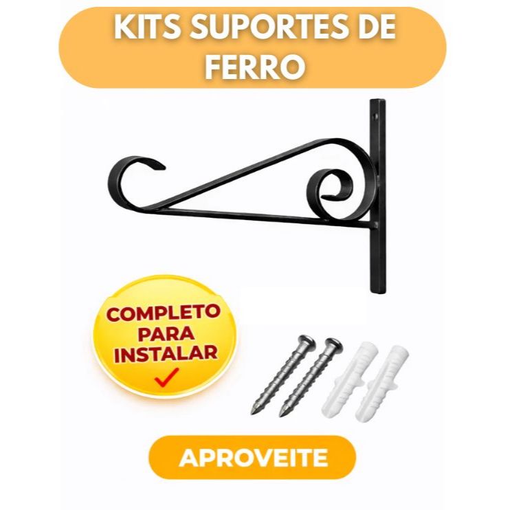 Kit Mão francesa de Ferro para Plantas suporte colonial para prateleiras