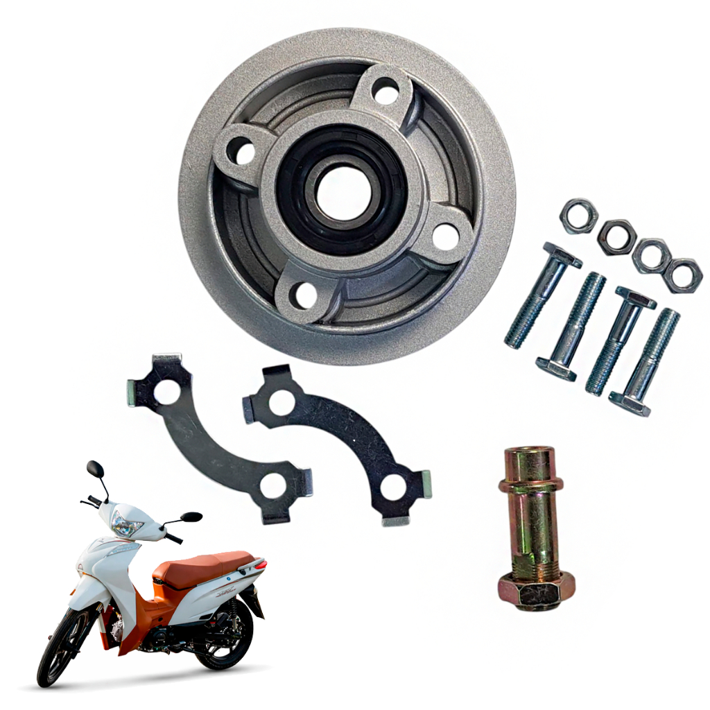 Kit Flange E Bucha Roda Traseira Shineray Xy 50q Com Kit De Parafusos Shineray Xy 50q