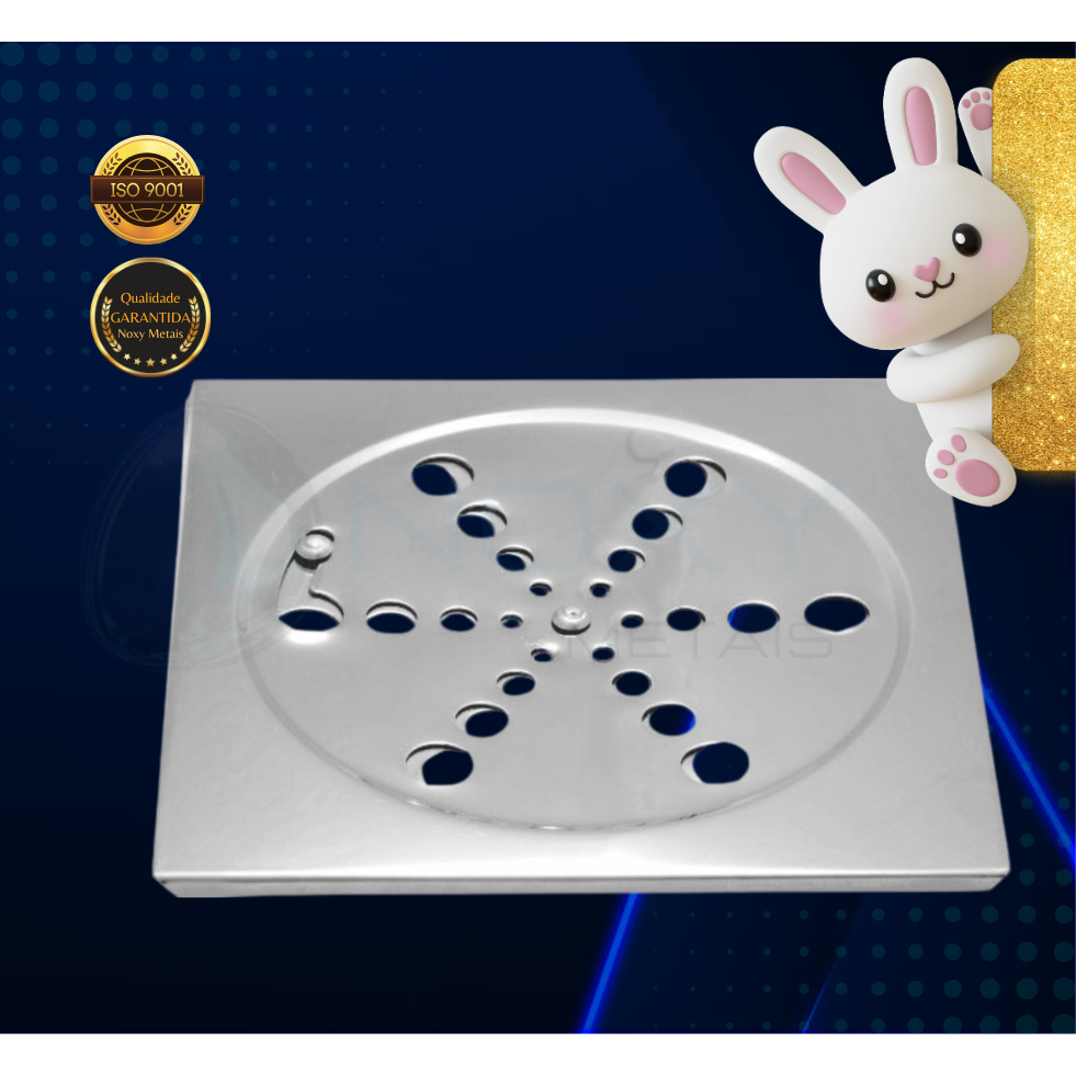 Ralo banheiro lavabo quadrado metal inox grelha (15X15) SEM caixilho - Tampa do ralo